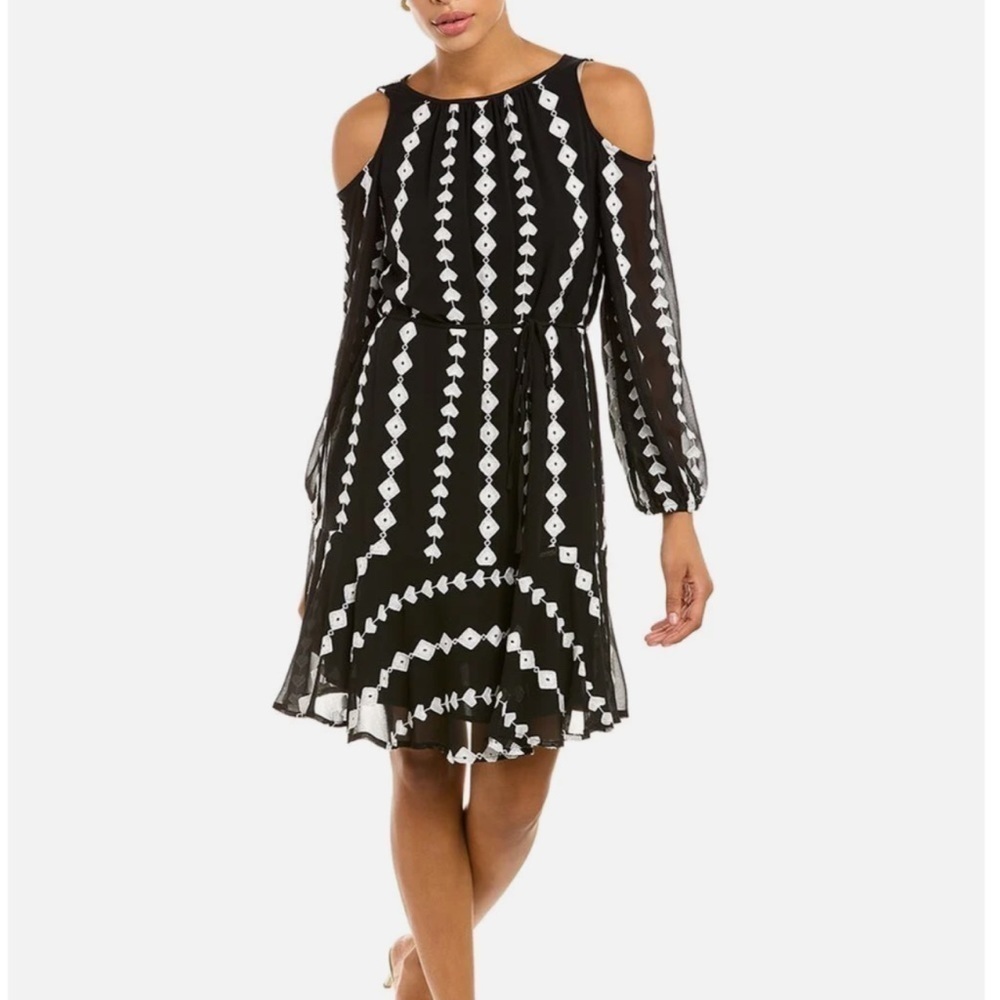 Vince Camuto Cold-Shoulder Embellished Mini Dress